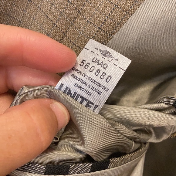 Burberry London Union Made Tan Windowpane Blazer Size 48R - Picture 9 of 13